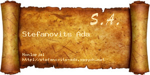 Stefanovits Ada névjegykártya